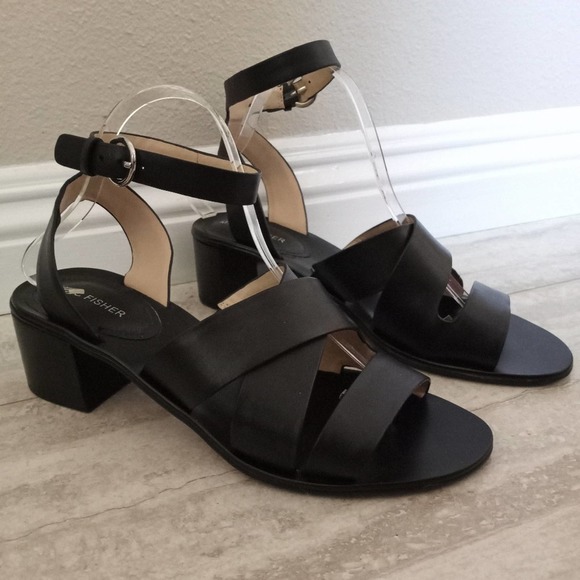 Marc Fisher Leather Strappy Block Heel Sandals - Picture 8 of 8
